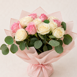 Pink White Roses Pink Wrap