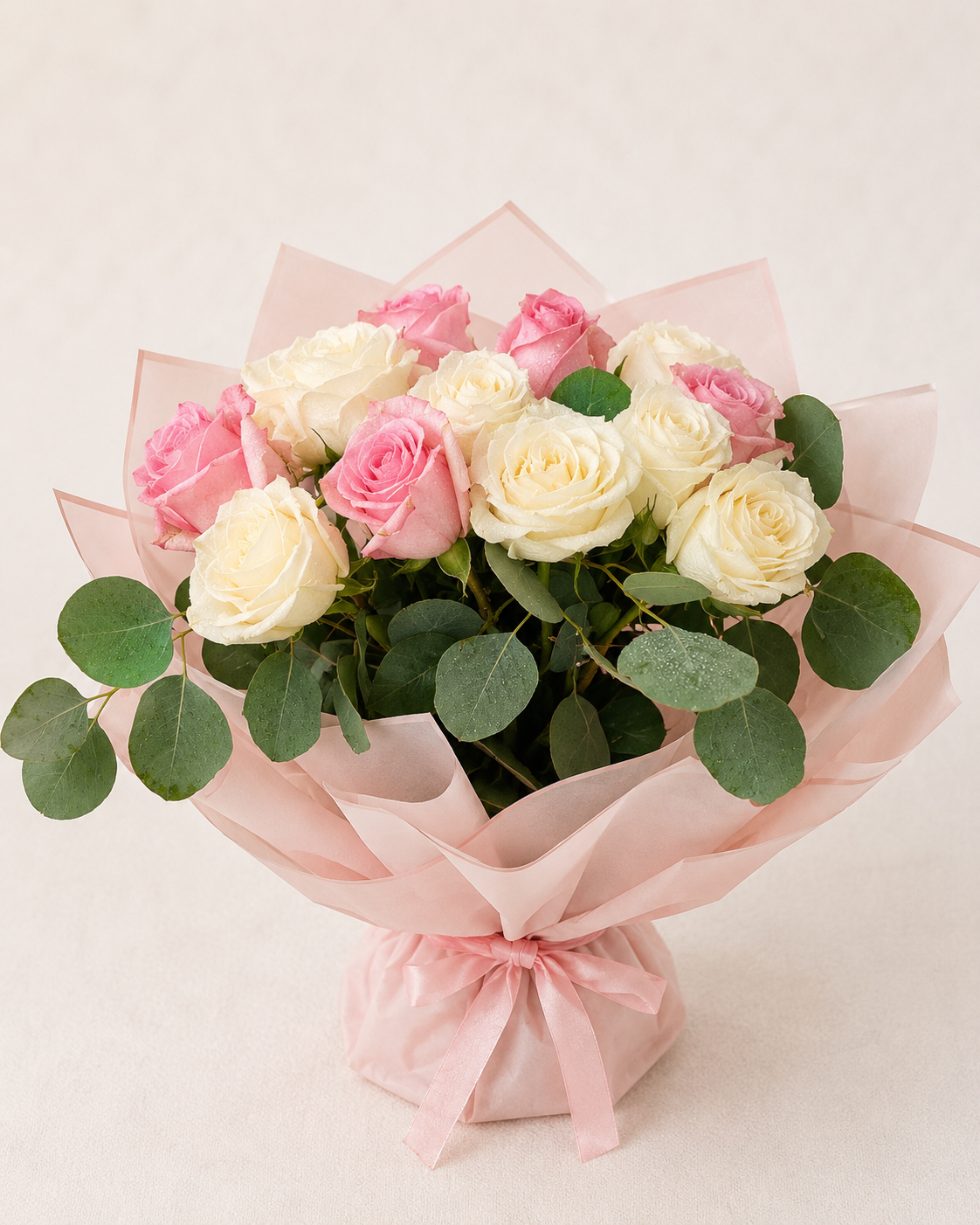 Pink White Roses Pink Wrap
