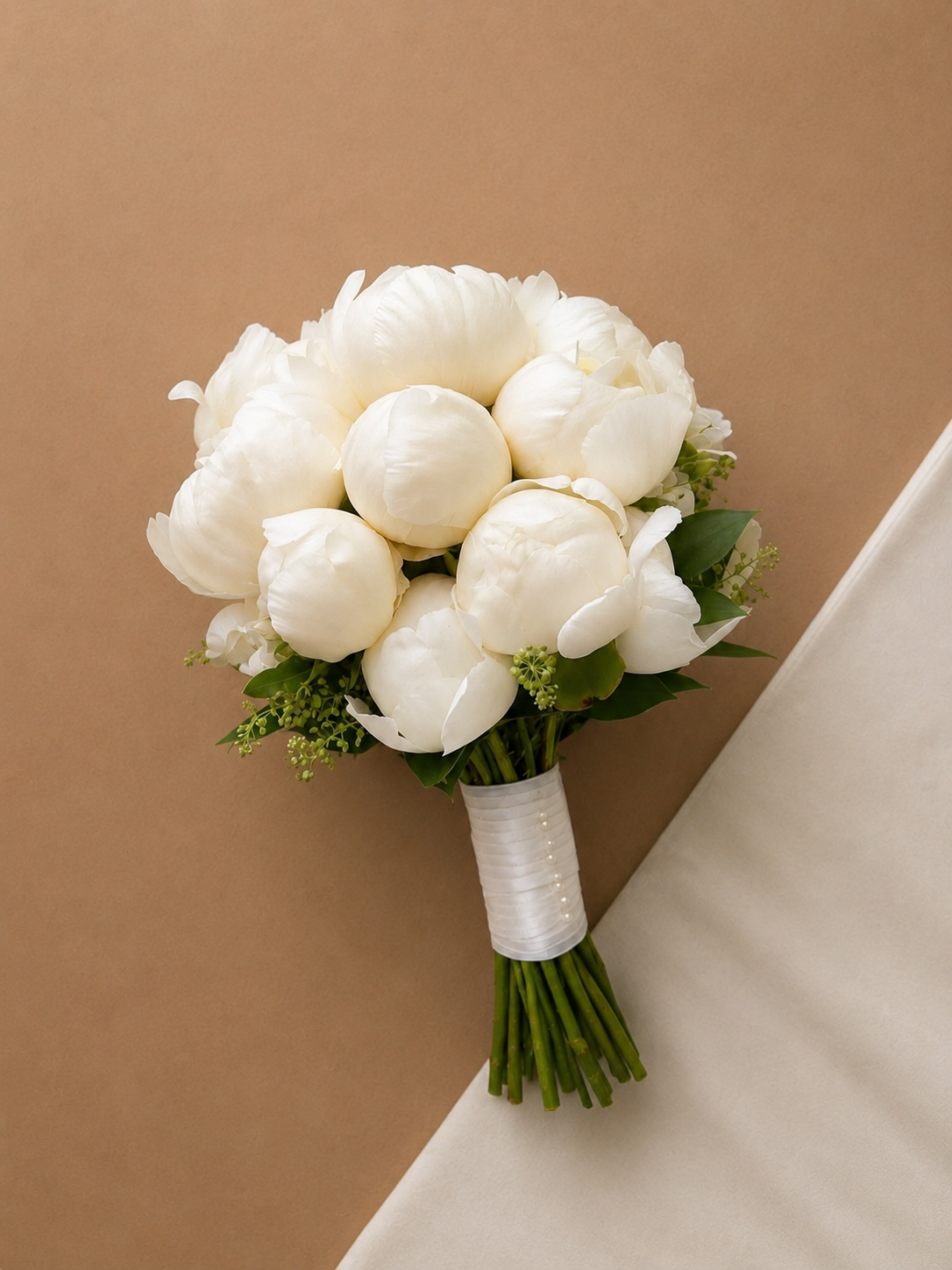 Pure White Peony Bridal Bouquet