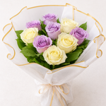 Purple White Roses Gold Trim