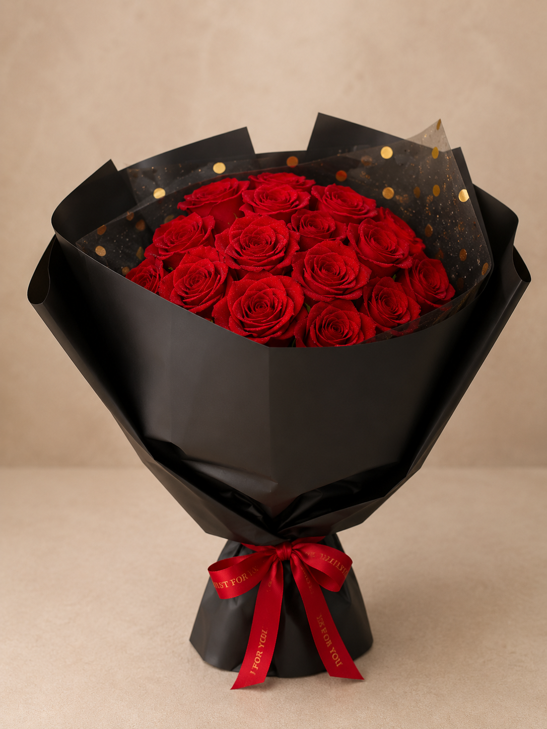 Red Roses Black Gold Wrap