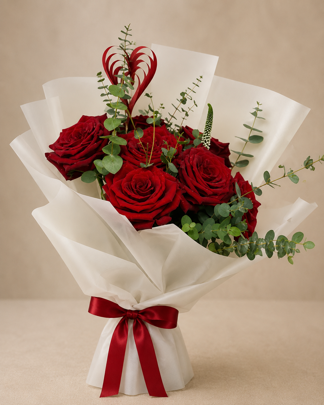 Red Roses Heart Accent Bouquet