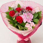Red Roses Pink Chrysanthemum Mesh