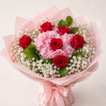 Red Roses Pink Hydrangea Bouquet