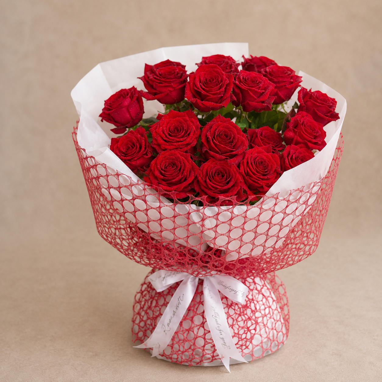 Red Roses Red Mesh Wrap