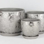 Silver  Flower Ceramic Flower Pot