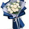 White Rose Bouquet (blue wrap)