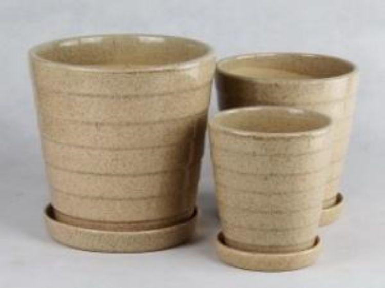 Yellowish Brown Speckles Ceramic Flower Pot 002