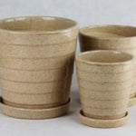 Yellowish Brown Speckles Ceramic Flower Pot 002