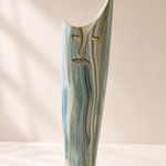 Ceramic Vase face blue white 12×9×49